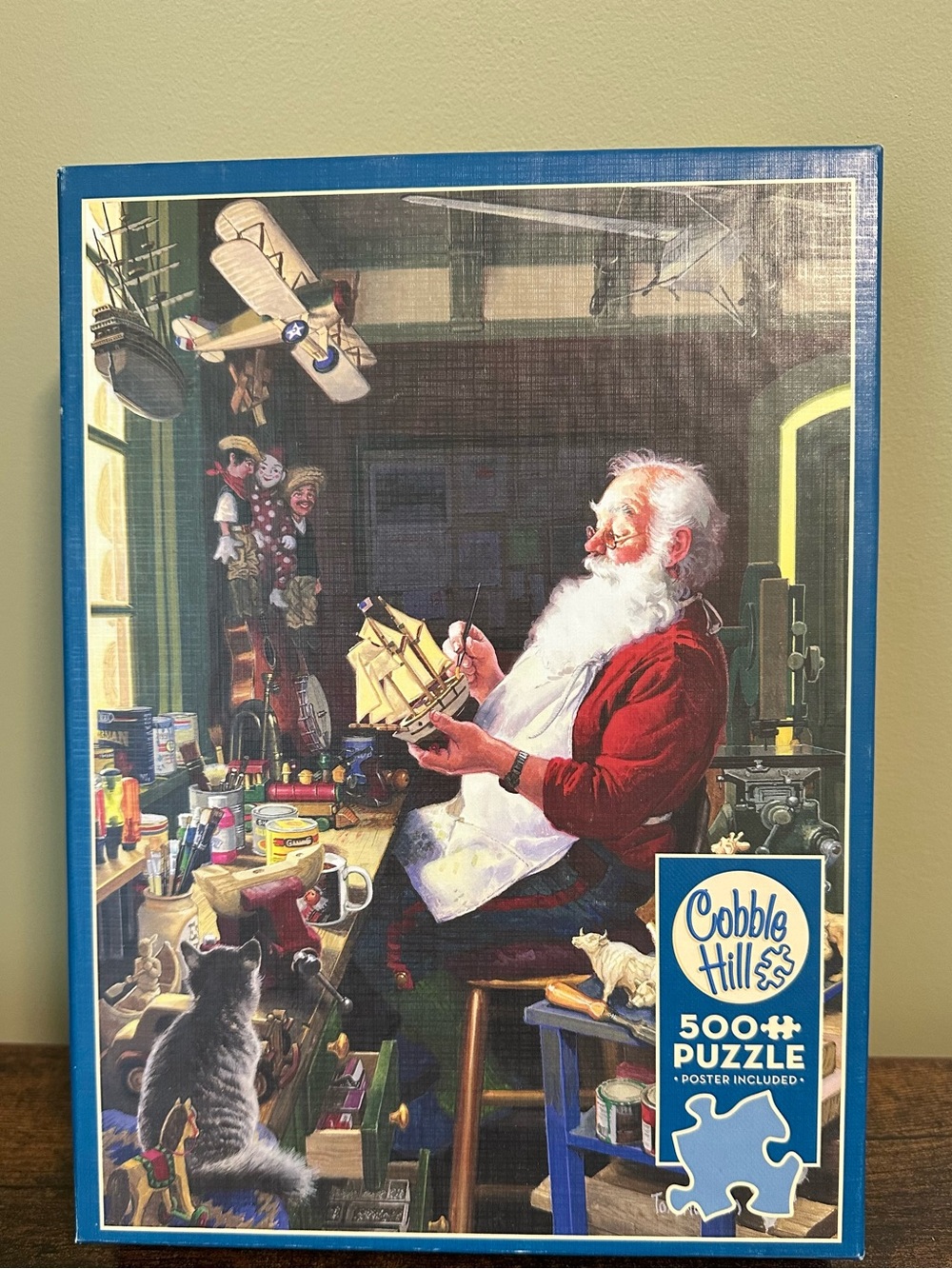 Cobble Hill Santa in Workshop 500-Piece Jigsaw Puzzle -Large Piece Format